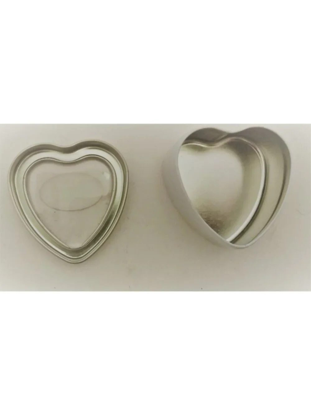 Heart Shaped Metal Tin Box Case Jewelry Storage Small Forever in Love Window